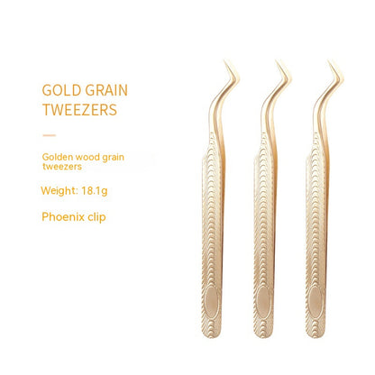 Stainless Steel Eyelash Flowering Tweezers Golden Grafting Eyelash Tweezers