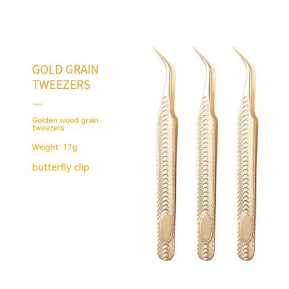 Stainless Steel Eyelash Flowering Tweezers Golden Grafting Eyelash Tweezers