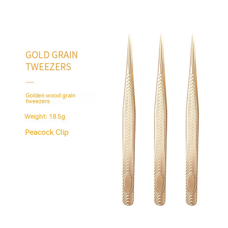 Stainless Steel Eyelash Flowering Tweezers Golden Grafting Eyelash Tweezers