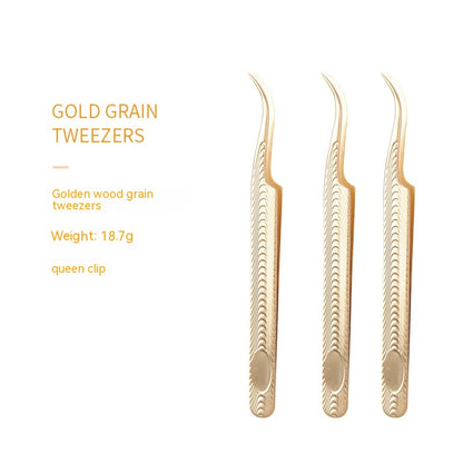 Stainless Steel Eyelash Flowering Tweezers Golden Grafting Eyelash Tweezers