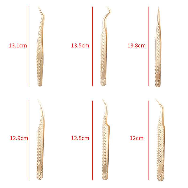 Stainless Steel Eyelash Flowering Tweezers Golden Grafting Eyelash Tweezers