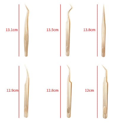 Stainless Steel Eyelash Flowering Tweezers Golden Grafting Eyelash Tweezers